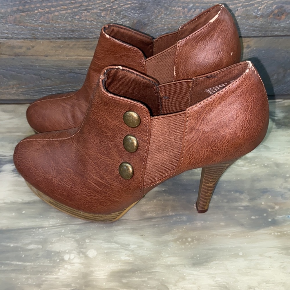 Fioni Ankle Boots High Heel Brown Booties 7.5
